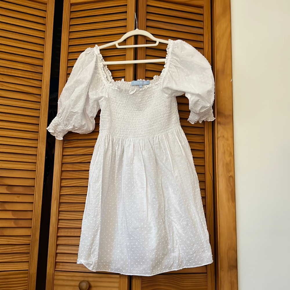 Hill House Athena white Swiss dot dress